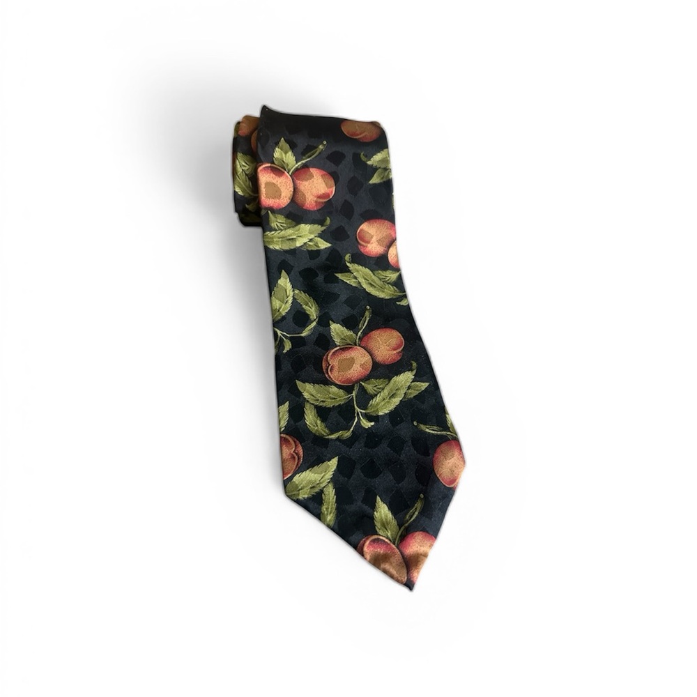 Mark Alexander Black Tie with Peaches and foliage